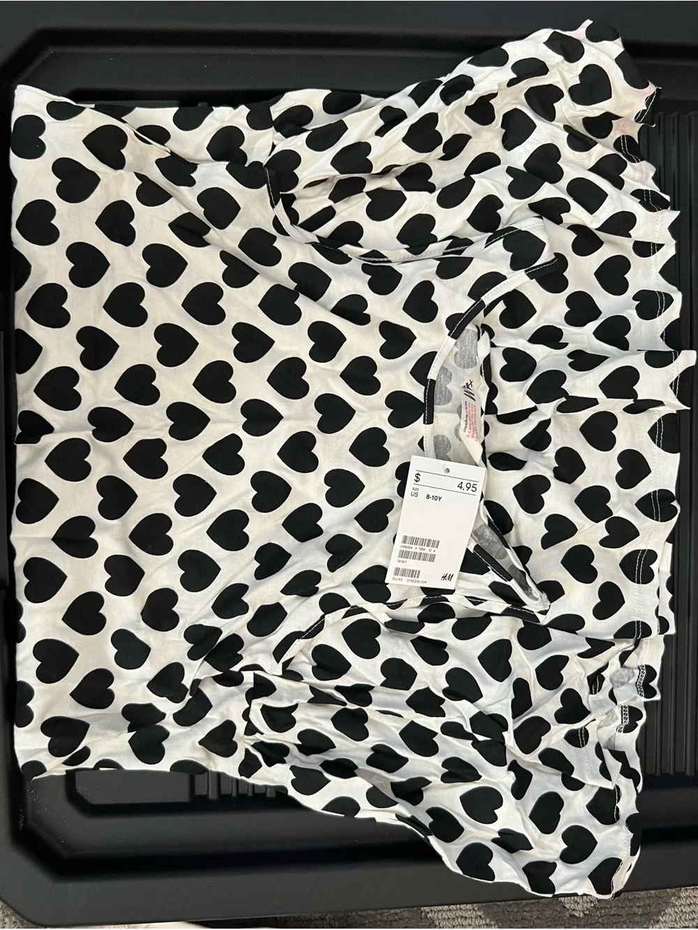 H&M Black and White Heart Ruffle-Hem Dress for Kids